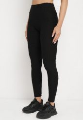 Czarne Legginsy Sportowe z Elastyczną Gumką i Tłoczonym Wzorem Ardisa. Czarne legginsy damskie Born2be, m, bez wzorów, z jeansu, na fitness i siłownię. Za 34.99 zł.