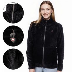 Bluza polarowa damska AULP BECCO Rozpinana z kołnierzem. Czarne bluzy damskie Aulp, bez wzorów, z polaru, bez kaptura. Za 219.99 zł.