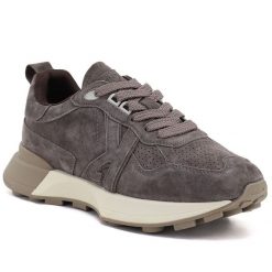 Skórzane sneakersy na platformie brązowe Kobbo FIO27-67048. Brązowe półbuty damskie Kobbo, bez wzorów, ze skóry, sportowe, bez obcasa, na platformie, bez zapięcia. Za 189.99 zł.