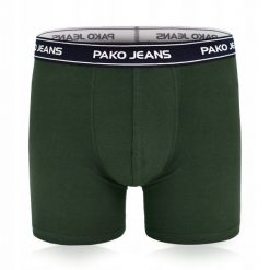 Bawełniane, Klasyczne Bokserki Męskie - Pako Jeans - Ciemnozielone. Zielone bokserki męskie Pako Jeans, l, bez wzorów, z bawełny. Za 33.00 zł.