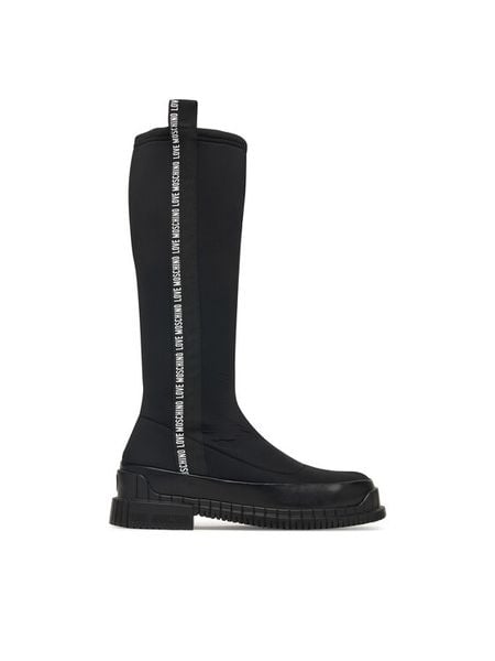 LOVE MOSCHINO Kozaki JA26103G1PIM400A Czarny. Czarne kozaki damskie Love Moschino, z materiału, bez obcasa, na płaskiej podeszwie. Za 1,043.99 zł.