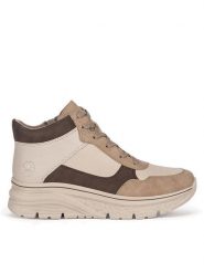 Rieker Trzewiki 48002-60 Beżowy. Brązowe botki damskie Rieker, ze skóry, bez obcasa, na płaskiej podeszwie, bez zapięcia. Za 303.00 zł.