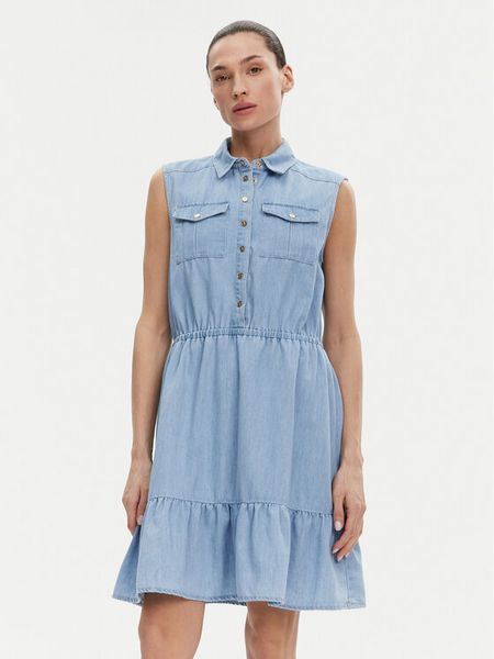 Gaudi Sukienka jeansowa 511BD16002 Niebieski Regular Fit. Niebieskie sukienki damskie Gaudi, l, bez wzorów, z bawełny, bez kołnierzyka, bez ramiączek. Za 319.99 zł.