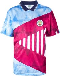 T-shirt męski Manchester City FC 90s Retro Mash Up burgundowy. Czerwone t-shirty męskie MANCHESTER CITY, m, bez wzorów, z poliesteru, eleganckie, bez kołnierzyka. Za 232.99 zł.