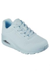 Buty do chodzenia damskie, Skechers Uno-Stand on Air. Niebieskie obuwie sportowe damskie Skechers, bez wzorów, z materiału, trekkingowe. Za 289.00 zł.