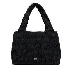Torebka Tommy Jeans. Czarne torebki do ręki damskie Tommy Jeans, bez wzorów, z jeansu, klasyczne, bez dodatków. Za 569.99 zł.