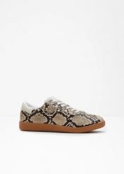 Sneakersy w animalistyczny wzór. Brązowe obuwie sportowe damskie bonprix, bez wzorów. Za 47.99 zł.