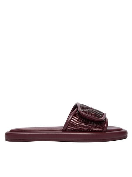 MICHAEL Michael Kors Klapki 40F5SKFA3S Bordowy. Czerwone klapki damskie MICHAEL Michael Kors, bez wzorów, ze skóry, bez obcasa. Za 569.99 zł.