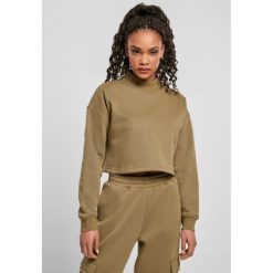 Bluza damska Urban Classics cropped oversized high neck crew. Zielone bluzy damskie Urban Classics, bez wzorów, bez kaptura. Za 183.50 zł.