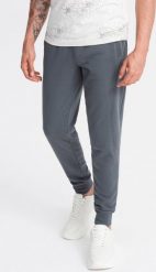 Ombre Bawełniane dresowe spodnie męskie joggery BASIC grafitowe V11 OM-PABS-0174 M. Szare spodnie sportowe męskie Ombre, m, bez wzorów, z bawełny. Za 129.99 zł.