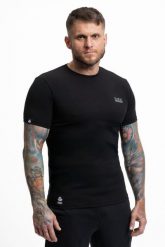 T-Shirt bawełniany Premium z małym szarym logo DBX Bushido. Czarne t-shirty męskie DBX BUSHIDO, l, bez wzorów, z bawełny, sportowe, bez kołnierzyka. Za 109.99 zł.