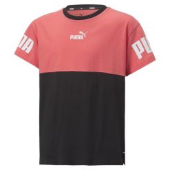 Koszulka dla dziewczynki Puma Power Colorblock G. Czarne bluzki dla dziewczynek Puma, bez wzorów, bez kołnierzyka, bez ramiączek. Za 34.42 zł.