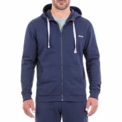 Bluza w kolorze granatowym. Niebieskie bluzy męskie Jeep, z nadrukiem, prążkowane. W wyprzedaży za 124.95 zł.