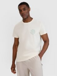 4F T-shirt regular z nadrukiem męski - biały 3XL. Białe koszulki sportowe męskie 4f, m, bez wzorów, z bawełny, klasyczne, bez kołnierzyka. W wyprzedaży za 49.99 zł.