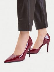 DeeZee Szpilki CEO-WSS21798-01 Bordowy. Czerwone szpilki damskie DeeZee, bez wzorów, ze skóry, bez obcasa, bez zapięcia. Za 139.99 zł.