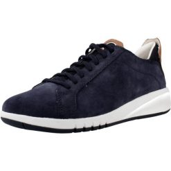 Buty GEOX D AERANTIS Niebieski. Niebieskie obuwie sportowe damskie Geox, bez wzorów, ze skóry, na fitness i siłownię. Za 470.99 zł.