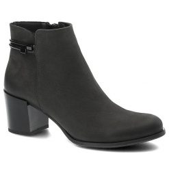 Botki damskie Gamis, eleganckie na stabilnym obcasie, grafitowe, 3511. Szare botki damskie GAMIS, z nubiku, biznesowe, bez obcasa, na obcasie, bez zapięcia. Za 229.00 zł.