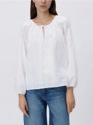 Bluzka z haftem - biały. Białe bluzki damskie Reserved, l, bez wzorów, z bawełny, klasyczne, bez kołnierzyka, bez ramiączek. Za 119.99 zł.