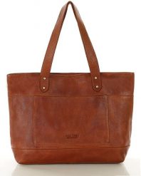 Torebka skórzana shopper damski z przegródkami - MARCO MAZZINI camelowy brąz. Brązowe torebki shopper damskie bez wzorów, ze skóry, bez dodatków. Za 386.99 zł.