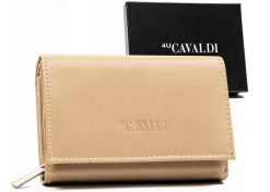 Portfel skórzany 4U Cavaldi RD-22-GCL beżowy. Brązowe portfele damskie 4U Cavaldi, bez wzorów, ze skóry. Za 67.99 zł.
