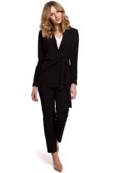 Czarny Elegancki Żakiet Wiązany na Boku. Czarne żakiety damskie MOE, l, bez wzorów, z elastanu, eleganckie. Za 223.90 zł.