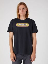 WRANGLER MĘSKA KOSZULKA WRANGLER BRANDED TEE FADED BLACK 112331867. Czarne koszulki polo męskie Wrangler, m, bez wzorów, bez ramiączek. Za 89.99 zł.