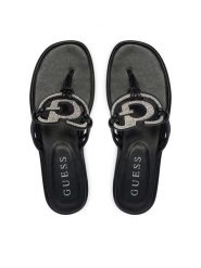 Guess Japonki FLJSM2 SAT21 Czarny. Czarne klapki damskie Guess, z aplikacjami, ze skóry, bez obcasa. Za 589.99 zł.