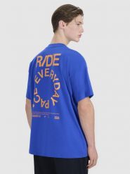 T-shirt oversize z nadrukiem męski 4F 4FWSS25TTSHM1979. Czarne t-shirty męskie 4f, m, bez wzorów, z bawełny, klasyczne, bez kołnierzyka. Za 69.99 zł.