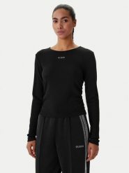 Guess Bluzka V6RP08 KD932 Czarny Slim Fit. Czarne bluzki damskie Guess, s, z aplikacjami, bez kołnierzyka, bez ramiączek. Za 269.99 zł.