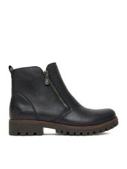 Rieker Botki CEO-78556-00 Czarny. Czarne botki damskie Rieker, ze skóry, bez obcasa, na płaskiej podeszwie, bez zapięcia. Za 369.99 zł.