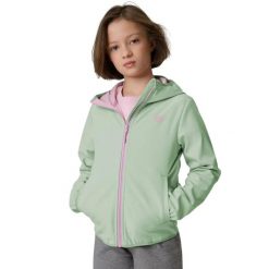 Kurtka softshell dla dziewczynki 4F NeoDry 5000/3000. Zielone kurtki i płaszcze dla dziewczynek 4f, bez wzorów, z materiału, długie, z kapturem. Za 169.99 zł.