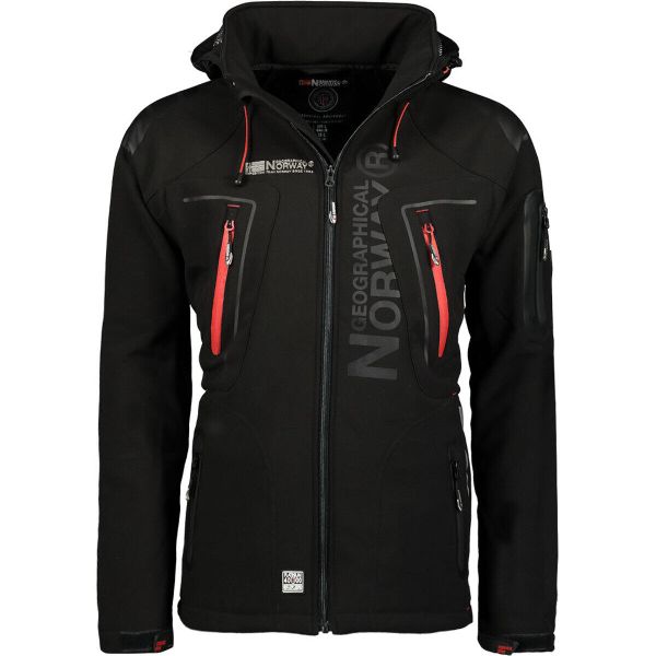 Kurtka przeciwdeszczowa z odpinanym kapturem Geographical Norway Techno. Czarne kurtki męskie Geographical Norway, bez wzorów, sportowe. Za 269.00 zł.