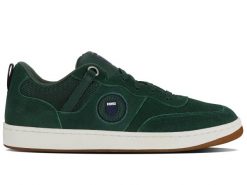 Sneakersy męskie K-Swiss K-Varsity SDE zamszowe buty sportowe tenisówki zielone. Zielone trampki męskie K-SWISS, bez wzorów, z zamszu, sportowe, bez zapięcia. Za 199.00 zł.
