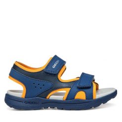 Sandały Geox. Niebieskie sandały chłopięce Geox, bez zapięcia. Za 159.99 zł.