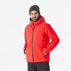 Kurtka narciarska i snowboardowa męska Quechua 500. Czerwone kurtki sportowe męskie WED'ZE, na zimę, m, bez wzorów, z materiału, narciarskie. Za 399.99 zł.