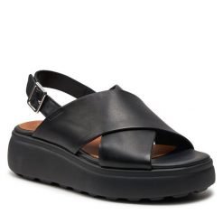 Sandały Geox. Czarne klapki damskie Geox, bez wzorów, bez obcasa, na płaskiej podeszwie, bez zapięcia. Za 309.99 zł.