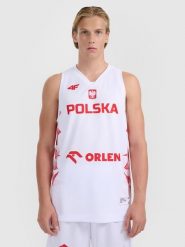 4F Koszulka reprezentacyjna z możliwością personalizacji męska 4F x PZKOSZ - biała M. Białe koszulki sportowe męskie 4f, l, bez wzorów, z materiału, klasyczne, bez kołnierzyka. W wyprzedaży za 139.99 zł.