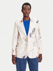 Desigual Marynarka Arty 25WWEW21 Biały Regular Fit. Białe żakiety damskie Desigual, xl, bez wzorów, z bawełny. Za 359.99 zł.