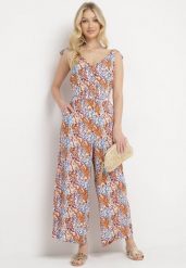 Niebiesko-Brązowy Kombinezon z Długimi Nogawkami Wiązanymi Ramiączkami i Abstrakcyjnym Printem Izara. Niebieskie sukienki damskie Born2be, na co dzień, na lato, l, bez wzorów, z wiskozy, eleganckie, bez kołnierzyka, bez ramiączek, dopasowane. Za 89.99 zł.