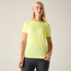 Damska koszulka z krótkim rękawem Demna Marl. Żółte t-shirty damskie Regatta, m, bez wzorów, z elastanu, bez kołnierzyka. Za 80.00 zł.