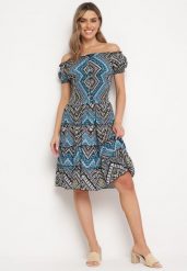 Zielono-Czarna Sukienka Bawełniana Hiszpanka w Stylu Boho Raelinora. Zielone sukienki damskie Born2be, m, bez wzorów, z bawełny, boho, bez kołnierzyka, bez ramiączek. Za 49.99 zł.