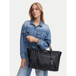 Torebka Guess. Czarne torebki do ręki damskie Guess, z aplikacjami, bez dodatków. Za 674.99 zł.