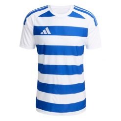 Koszulka męska adidas Hooped 26 Jersey biało-niebieska KF3389. Białe koszulki sportowe męskie Adidas, m, bez wzorów, z jersey, bez kołnierzyka, bez ramiączek, do piłki nożnej. Za 90.99 zł.