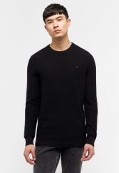 MUSTANG ELLIOT MĘSKI SWETER LOGO ELEGANCKI BLACK 1014688 4142. Czarne swetry przez głowę męskie Mustang, m, bez wzorów, bez kołnierzyka. Za 159.99 zł.