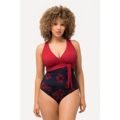 Damski Strój kąpielowy przesuwany węzeł miękkie miseczki. Czerwone kostiumy jednoczęściowe damskie Ulla Popken, plus size, bez wzorów, z elastanu, sportowe, plus size. W wyprzedaży za 237.99 zł.