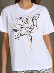 Koszulka z nadrukiem - biały. Białe t-shirty damskie Sinsay, l, bez wzorów, bez kołnierzyka. Za 25.99 zł.