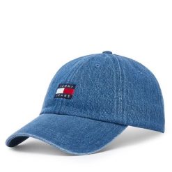 Czapka z daszkiem Tommy Jeans. Niebieskie czapki i kapelusze męskie Tommy Jeans, bez wzorów, z jeansu. Za 209.99 zł.