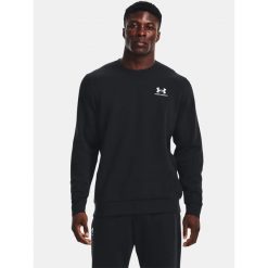 Bluza fitness męska Under Armour Essential Fleece Crew. Czarne bluzy męskie Under Armour, l, bez wzorów, bez kaptura. Za 270.00 zł.