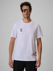 4F T-shirt regular z nadrukiem męski - biały XL. Białe t-shirty męskie 4f, na lato, m, bez wzorów, z bawełny, klasyczne, bez kołnierzyka. W wyprzedaży za 49.99 zł.
