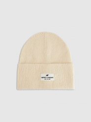 4F Czapka beanie damska - beżowa M. Brązowe czapki i kapelusze damskie 4f, na zimę, bez wzorów, z dzianiny, klasyczne. Za 59.99 zł.